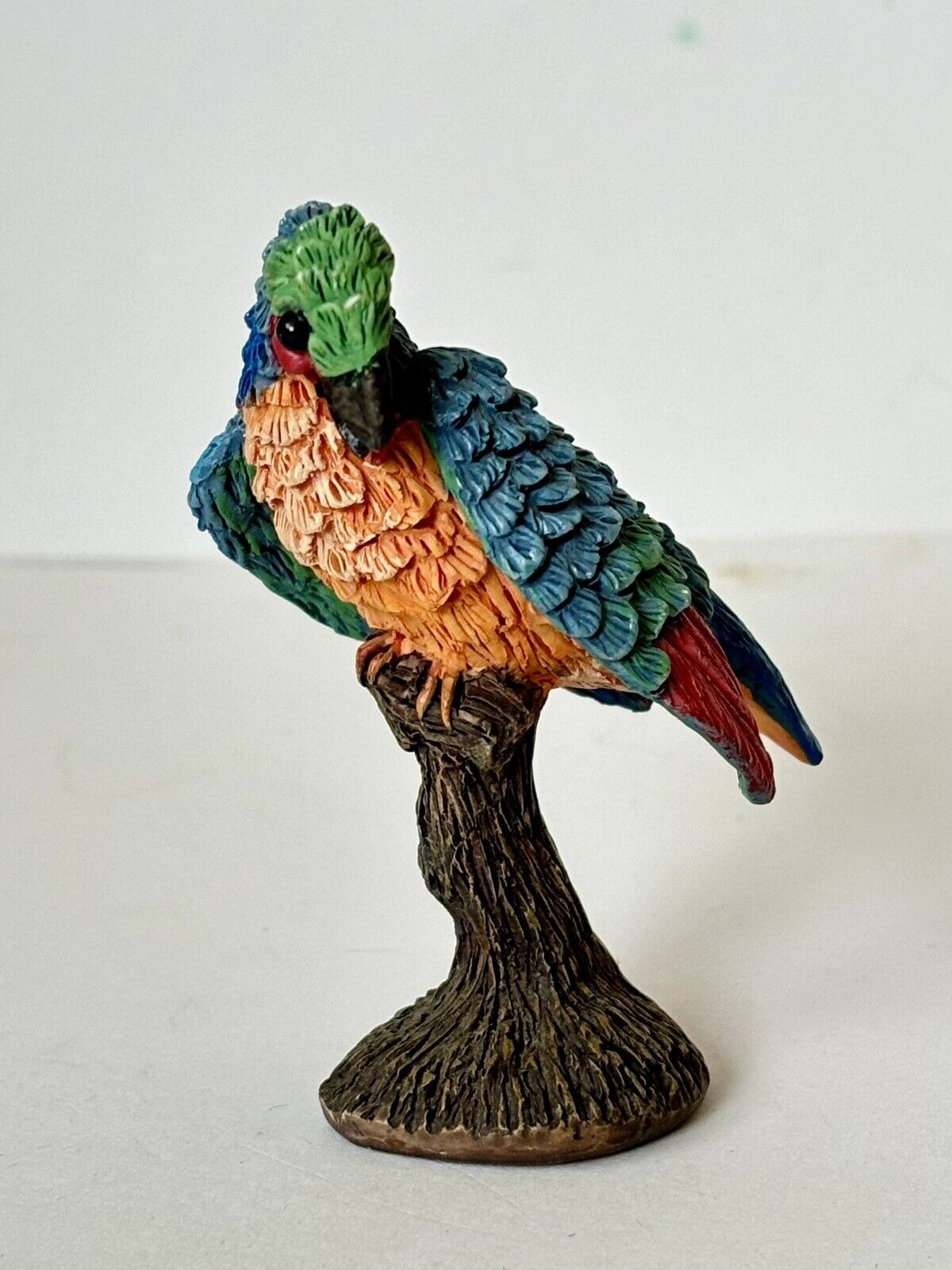 VTG 3” Apsit Macaw Bird On Perch Miniature Wildlife Figurine