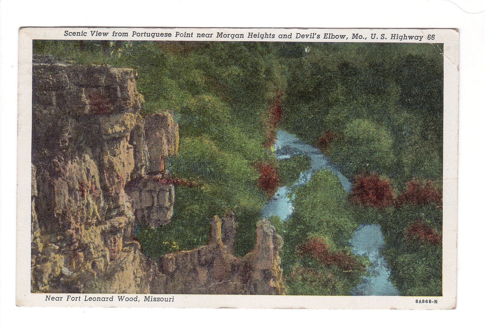 Portugese Point Morgan Heights Devil\'s Elbow Missouri 1946 Vintage postcard