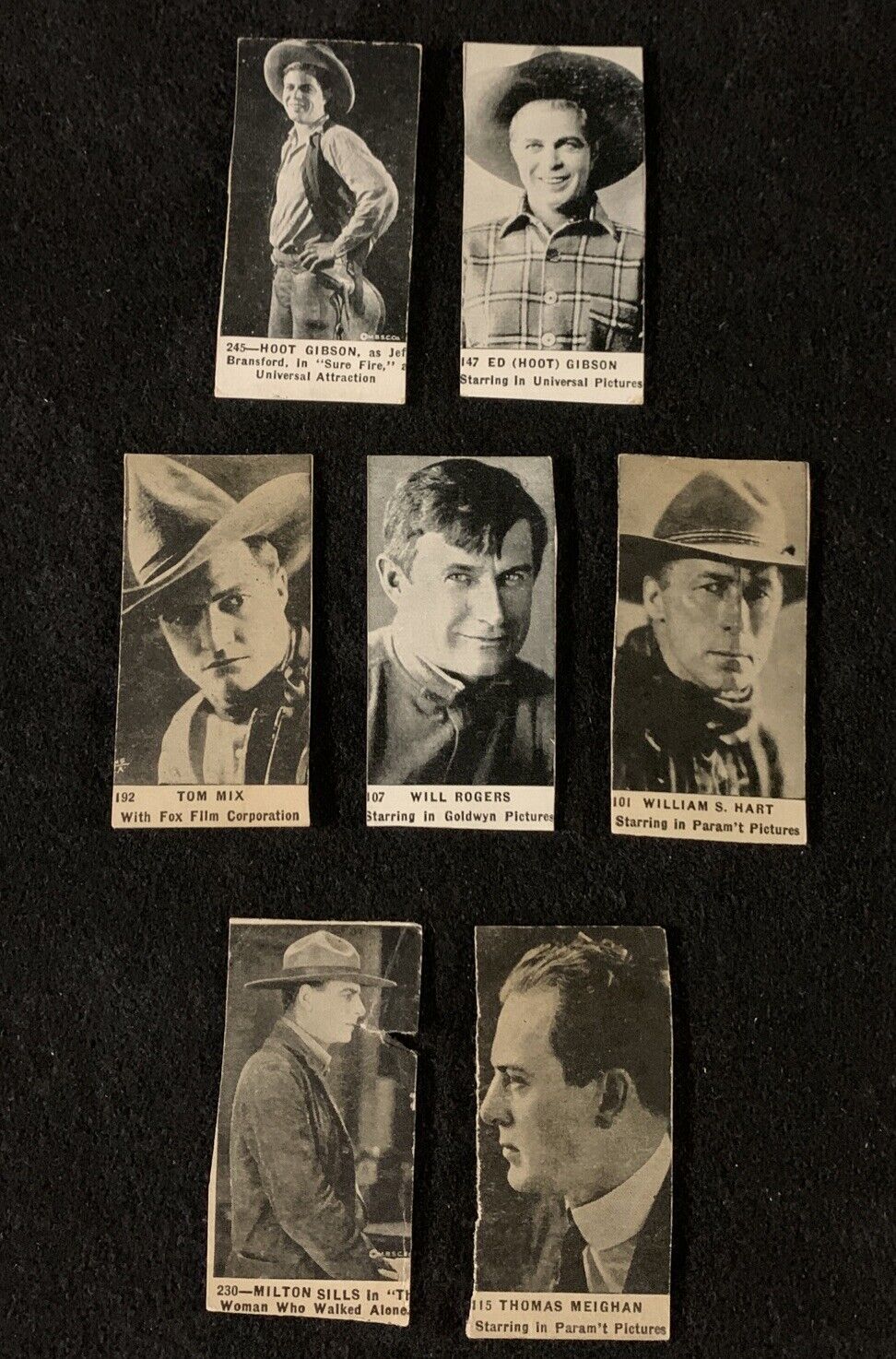 Vintage (Lot of 7) 1922 Movie Stars Strollers T85 Tobacco Prod Corp Version