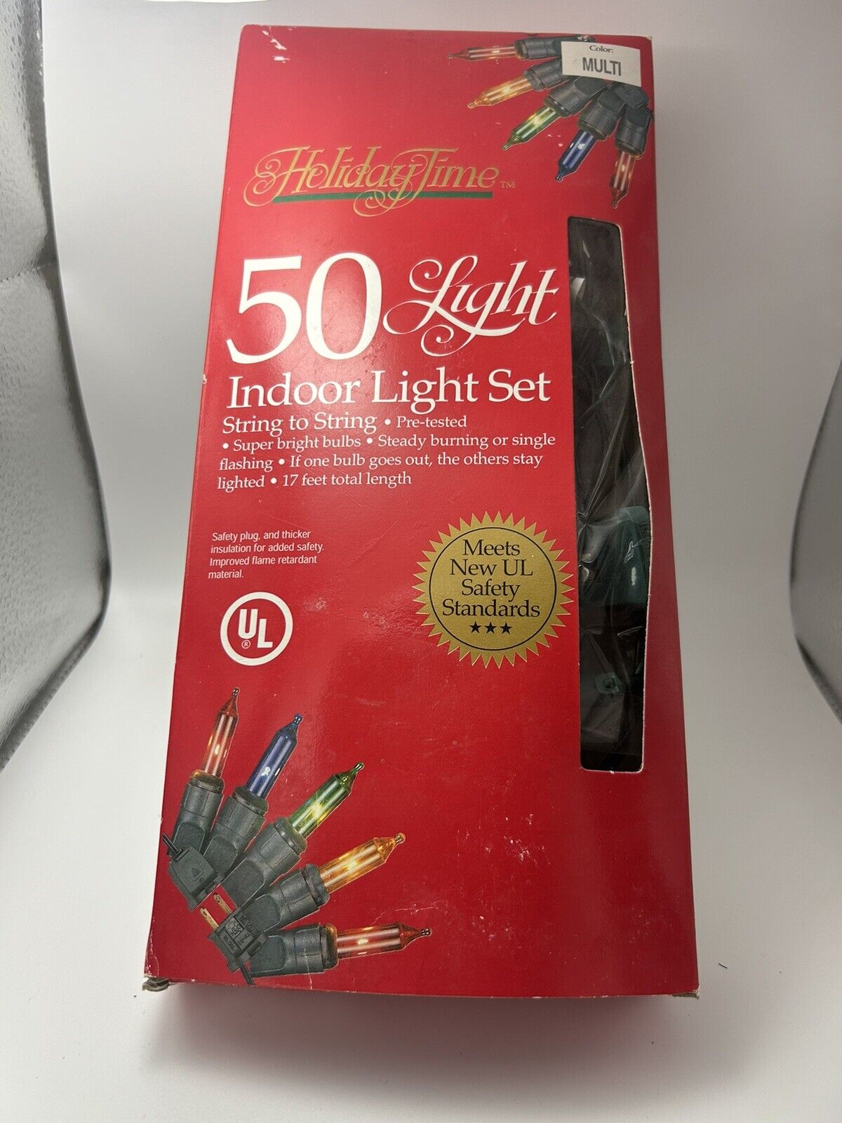 Retro 50 Multi Color Indoor/Outdoor Mini Light Set UL Decor Holiday VTG NOS