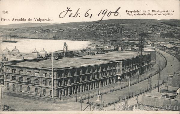 Chile Valparaiso Gran Avenida de Valparaiso Postcard Vintage Post Card