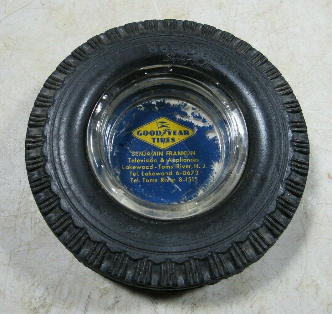 Vintage 1940\'s/50\'s Good Year Tires Ashtray Benjamin Franklin TV & Appliance NJ