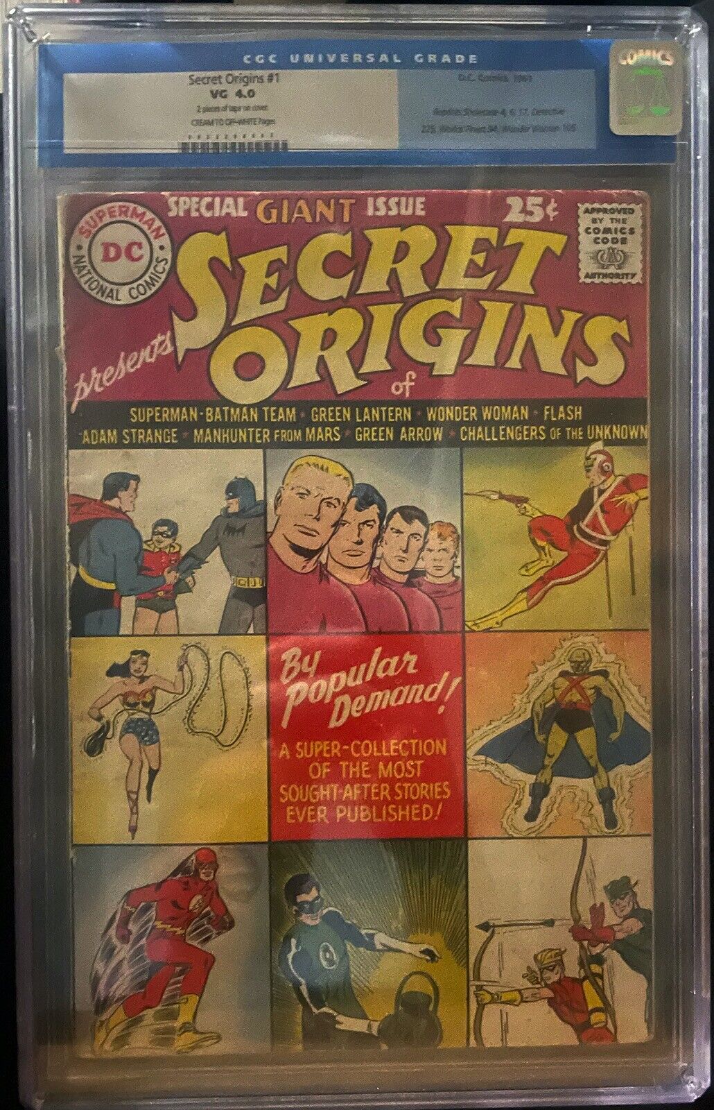 DC Comics SECRET ORIGINS #1 CGC 4.0 (VG) 1961