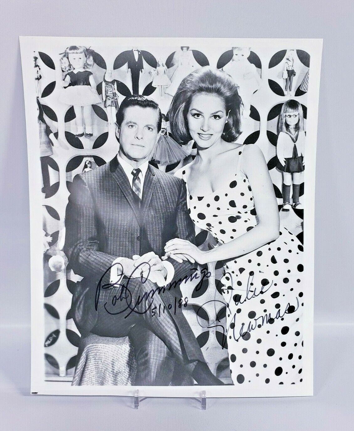 Autographed press photo of Bob Cummings and Julie Newmar 8x10 No COA