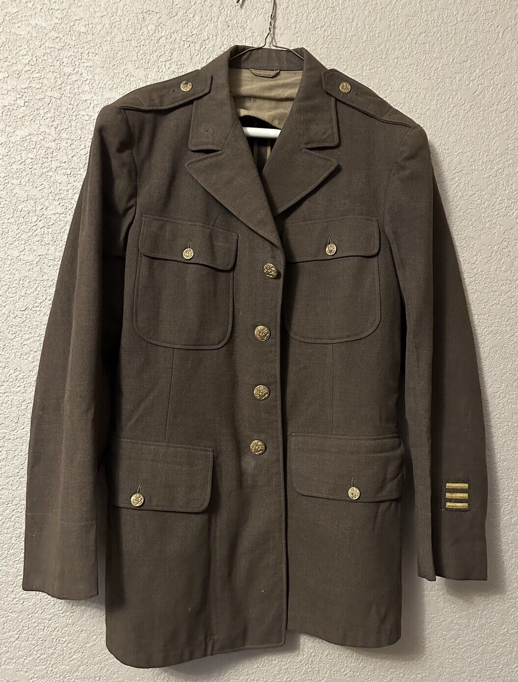 WWll US Army Jacket Mens 38 Reg Wool Military Dress Greens Coat Vintage