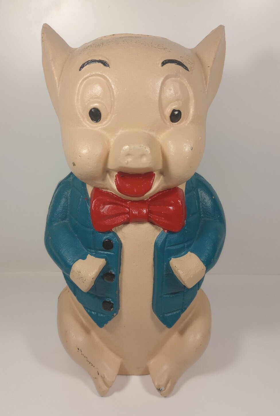 Vintage Hubley Porky Pig Cast Iron Piggy Bank 9.5\