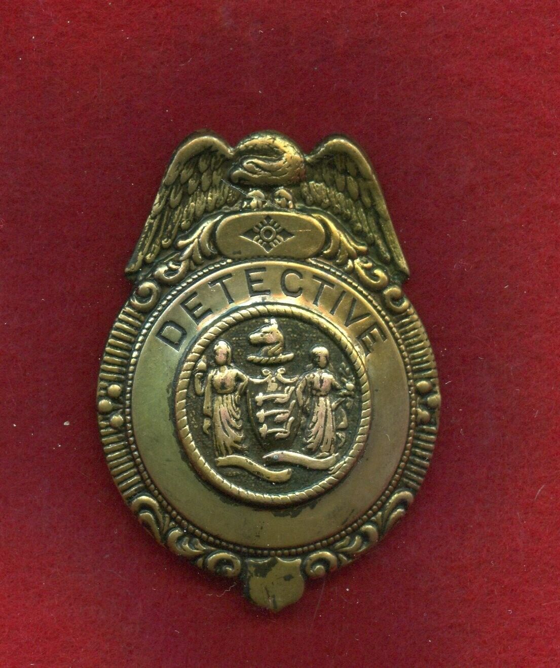 OBSOLETE VINTAGE   turn of century  brass  detective (generic) badge