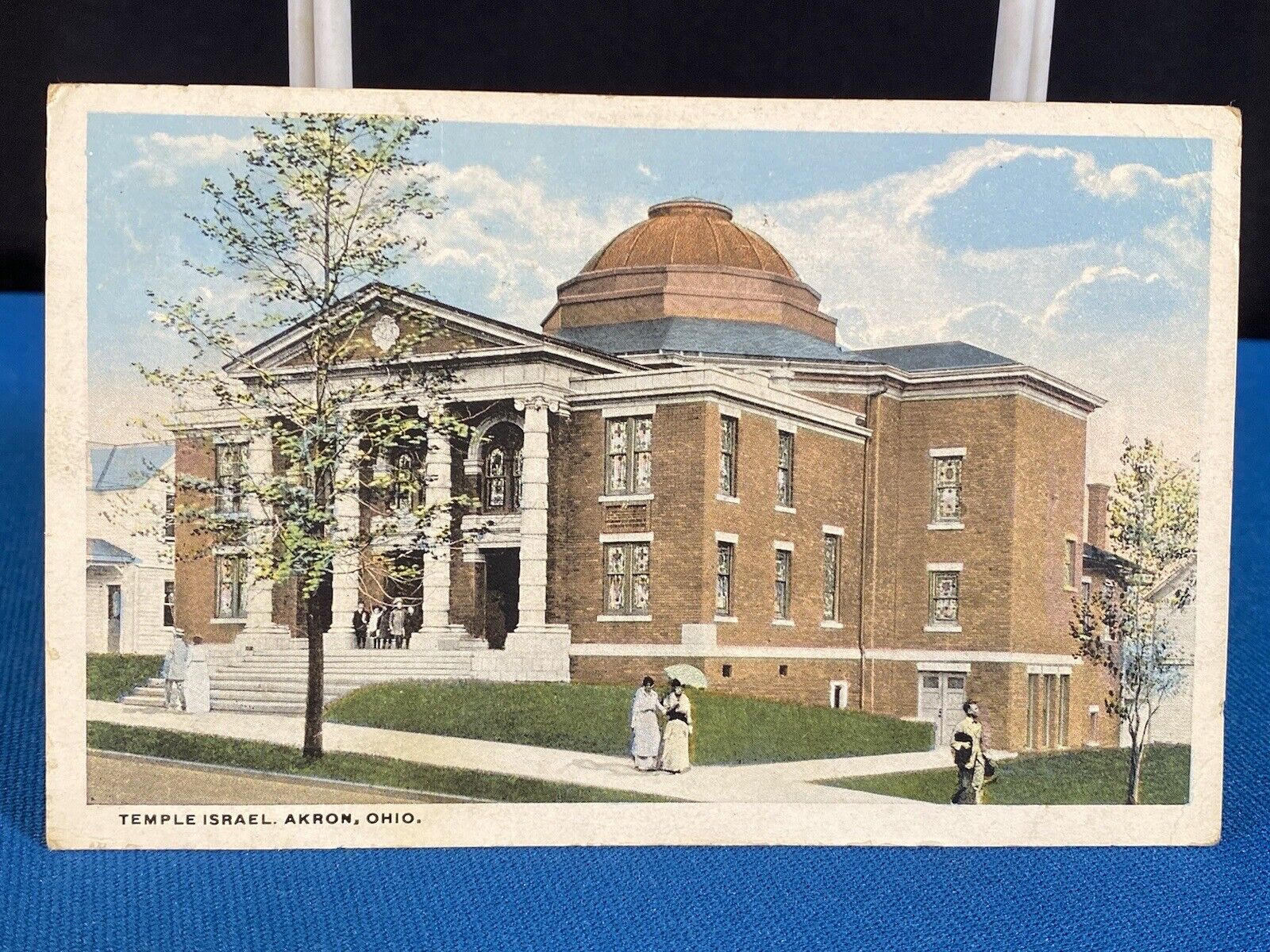 Temple Israel Akron Ohio Antique Postcard Posted 1919