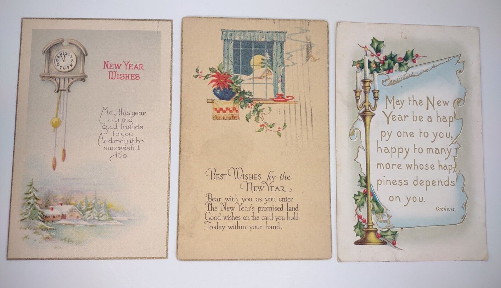 Vtg Happy New Year Resolution Postcards Lot of 3 Best Wishes Friends 1924 1925