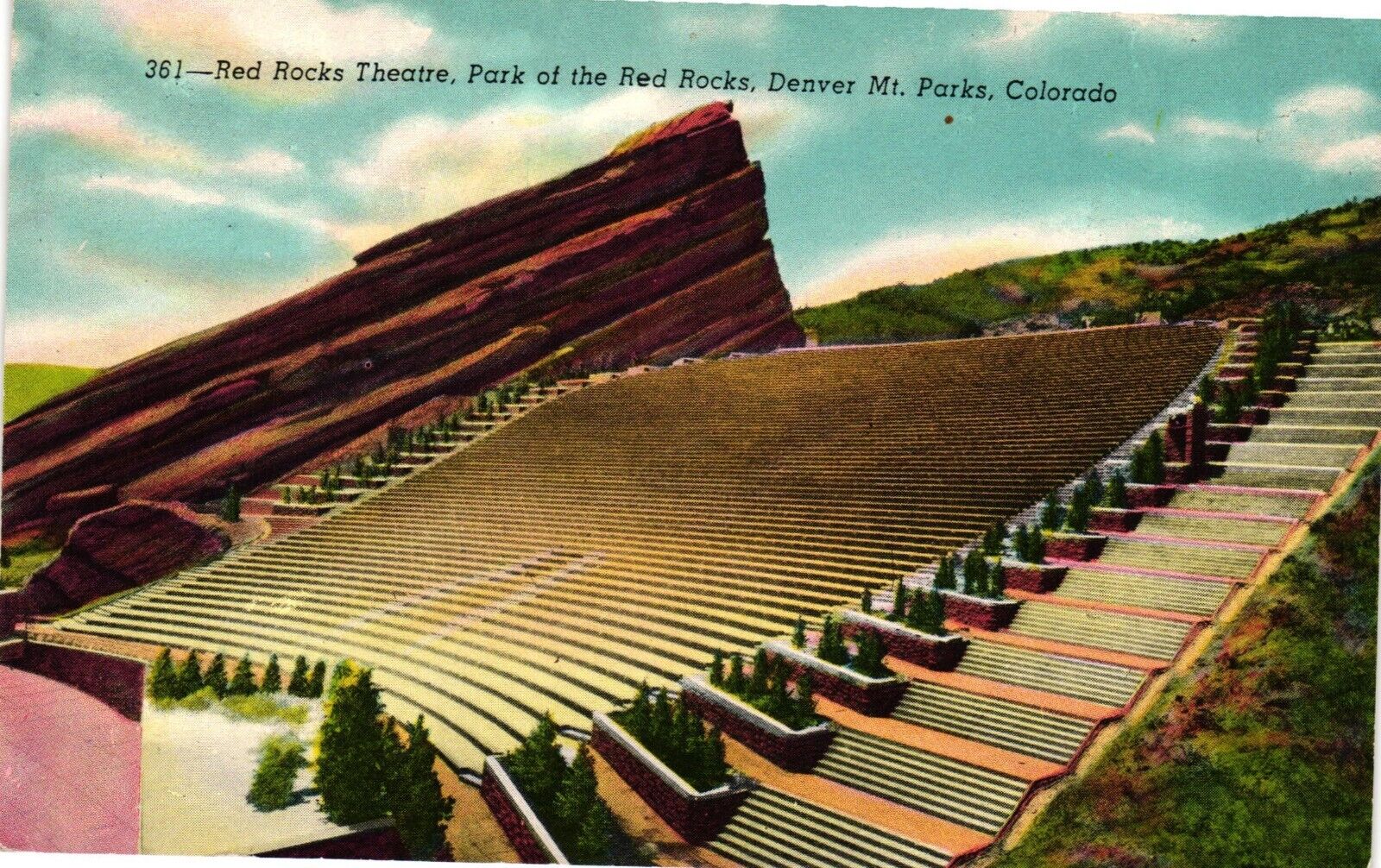Vintage Postcard - Red Rocks Theatre Park Of The Red Rocks Denver Mt Parks CO