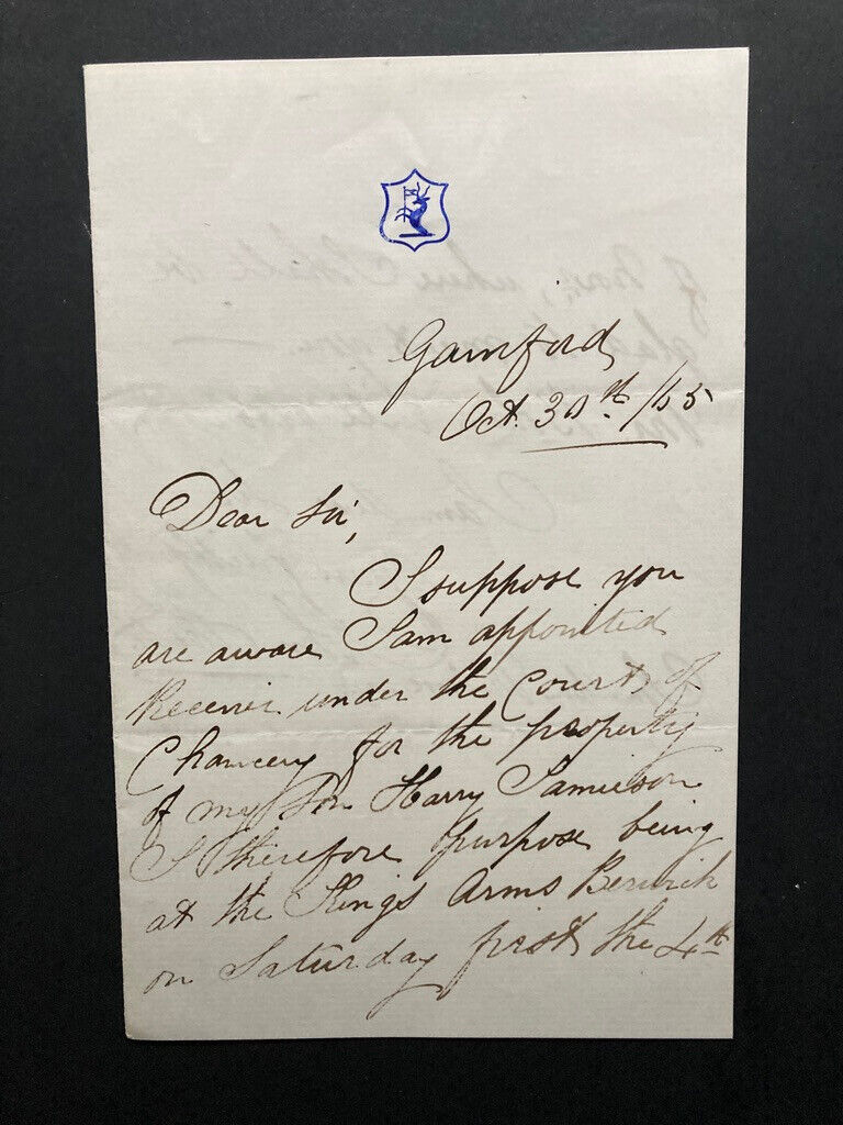 1865 Gainford relating to Harry Jamieson Receiver Kings Arms Berwick Melrose