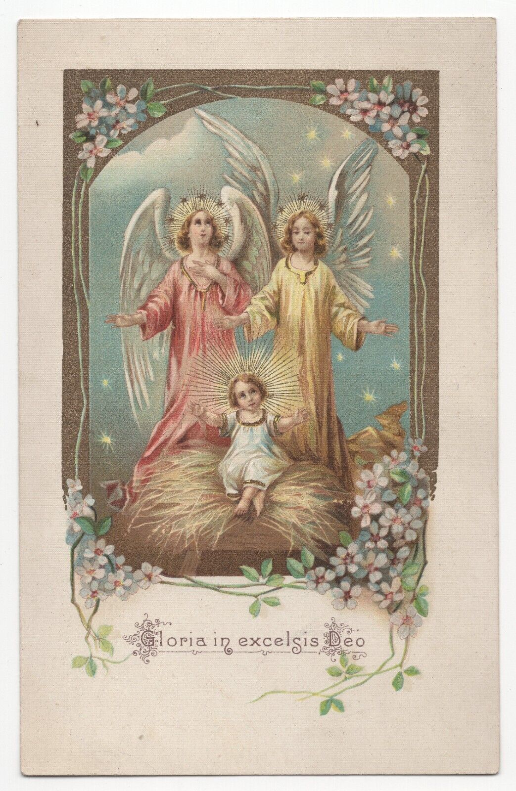 Gloria In Excelsis Deo Christmas Portrait Landscape Angel In Heaven Postcard