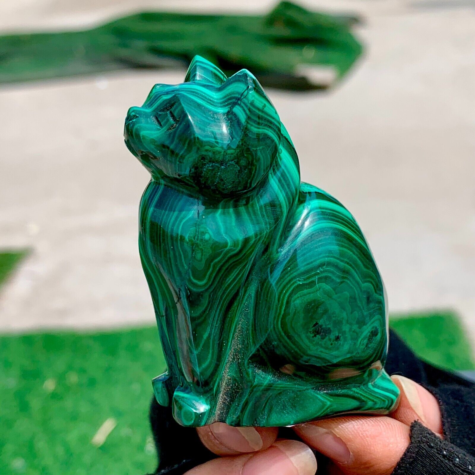 199G Natural glossy Malachite  Crystal  Handcarved dog  mineral sample