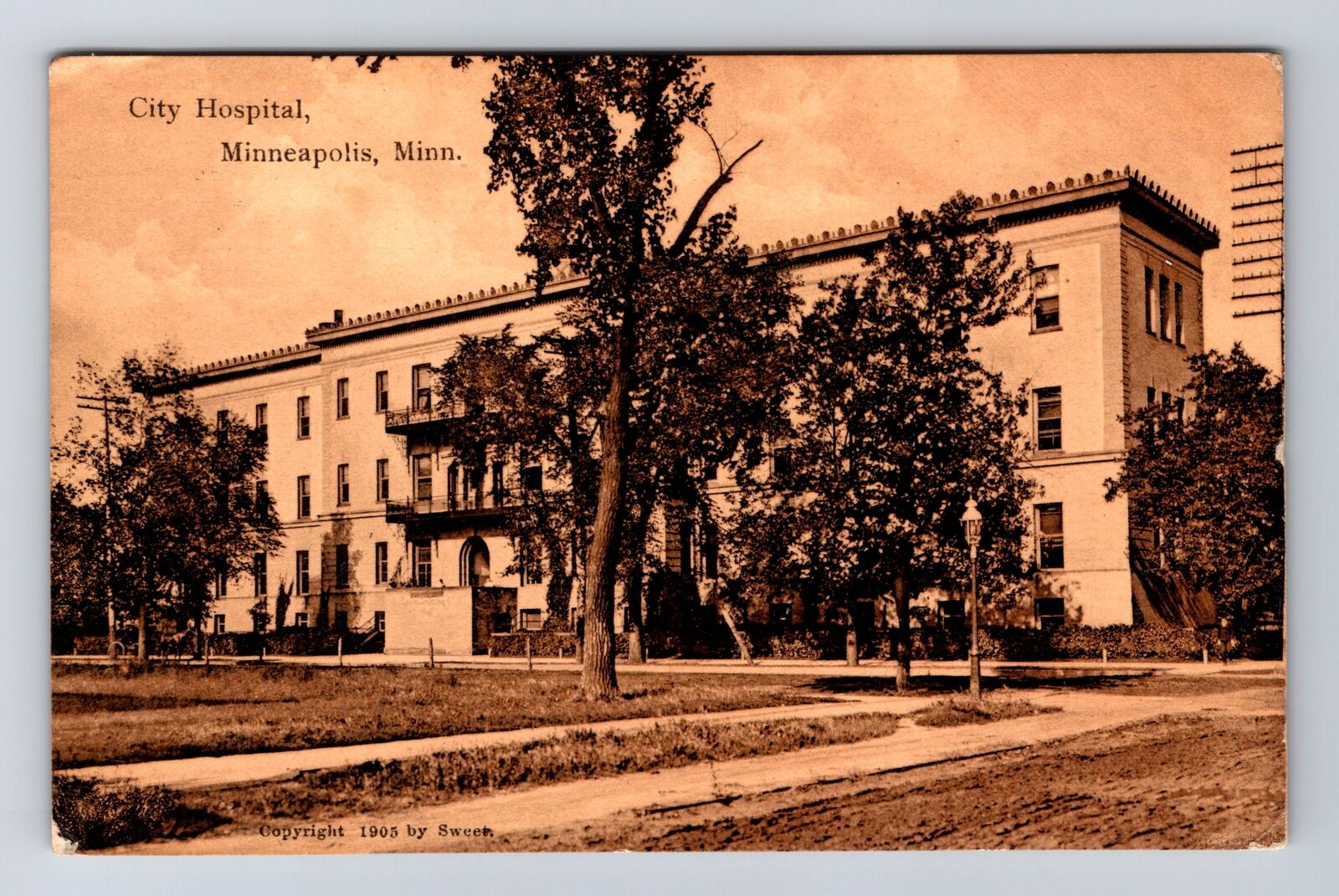 Minneapolis MN-Minnesota, City Hospital, Antique, Vintage c1908 Postcard