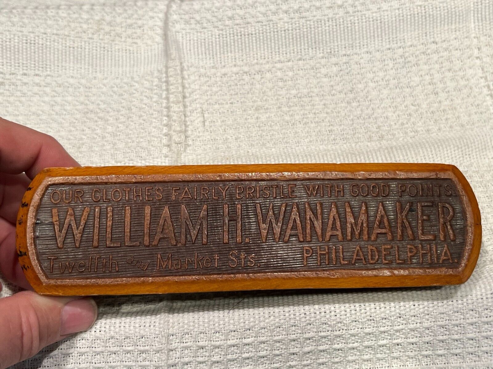 Antique William H. Wanamaker Clothes Philadelphia Advertising Shoe Brush