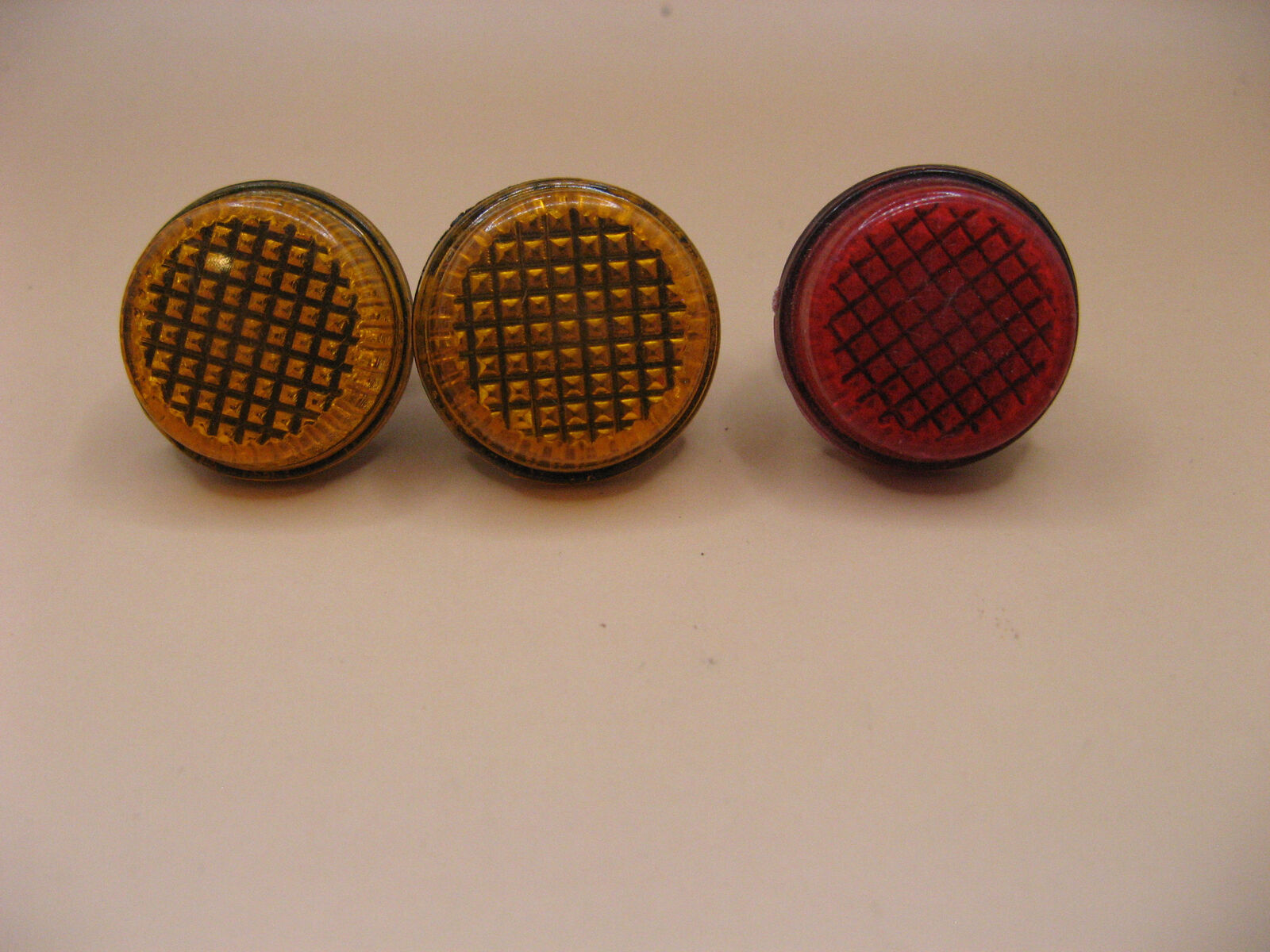 Lot Of 3 Vintage Bicycle Bike Cycling License Plate Reflectors 2 Yellow & 1 Red