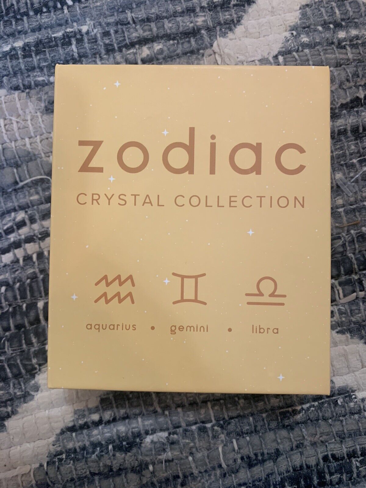 NEW Shoppe Geo Air Zodiac Crystal Collection Aquarius Gemini Libra + Muslin Bag