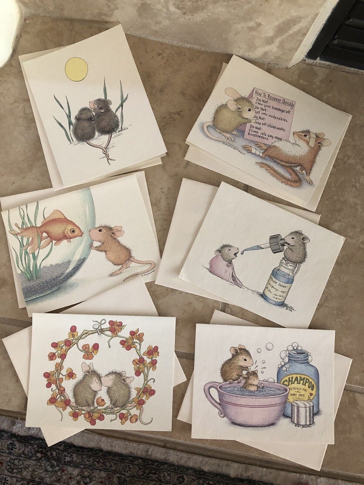 Mouse House Greeting Cards ELLEN JARECKIE Six Assorted Cards 5.5” X 4.25” NWE🐭