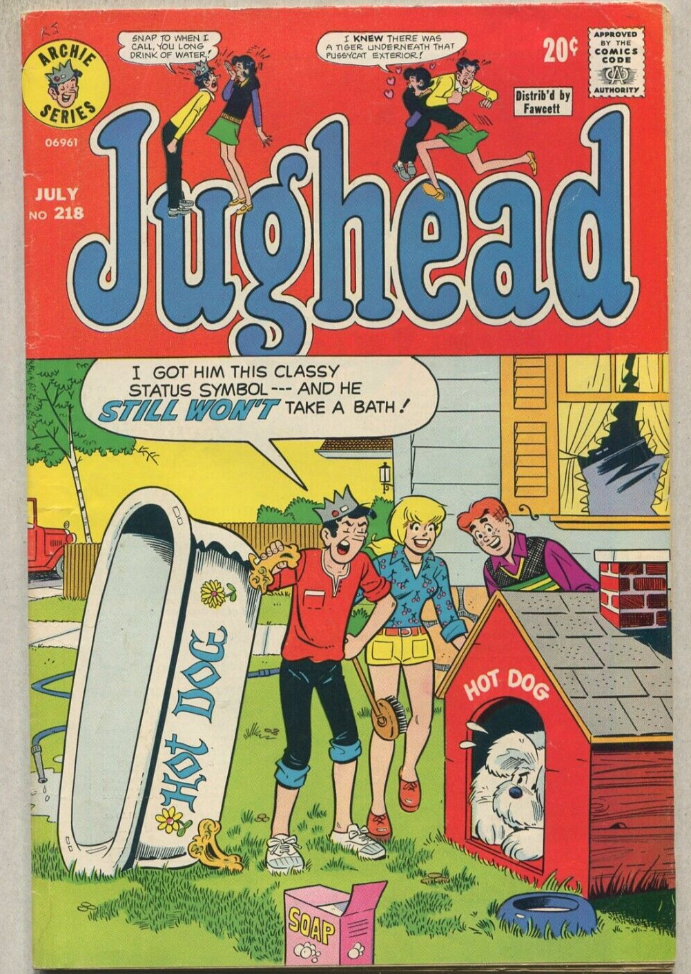 Jughead # 218 FN  Hot Dog Won\'t Take A Bath  Archie Series Fawcett Comics  CBX17