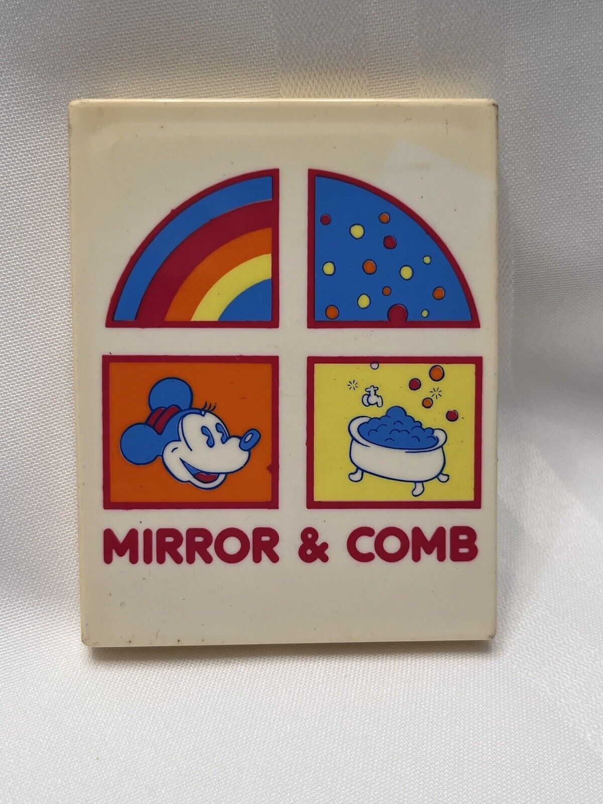 Walt Disney Mickey Minnie Mouse Mirror And Comb Set Compact Vtg Taiwan 