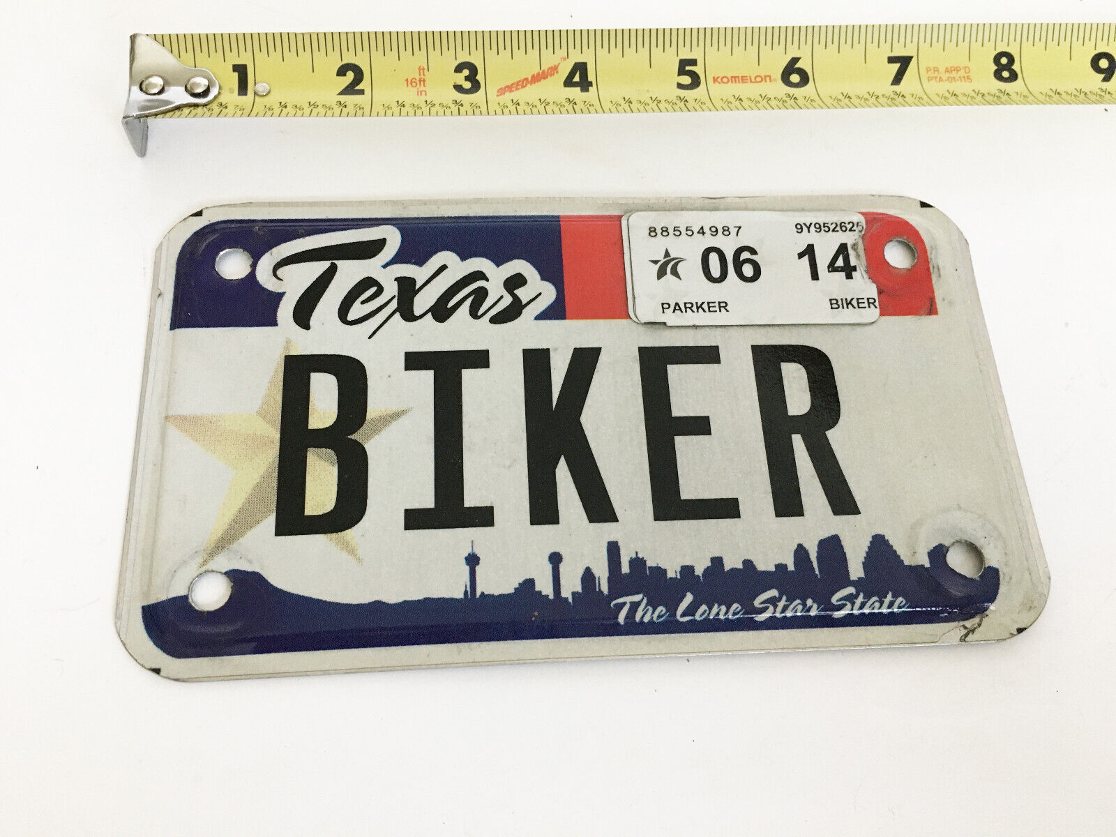 VTG 2014 Expire Texas Motorcycle License Vanity Personalized License Plate BIKER