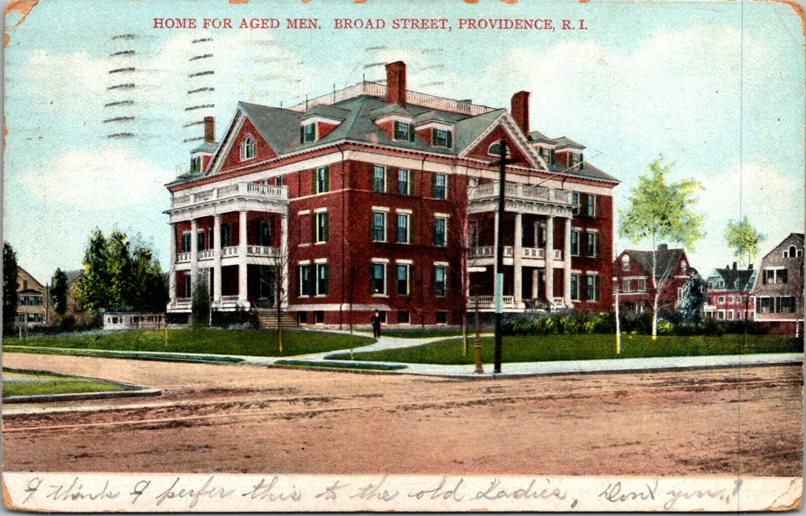 c1908 HOME FOR AGED MEN, Broad Street, PROVIDENCE, R. I. Post Card 