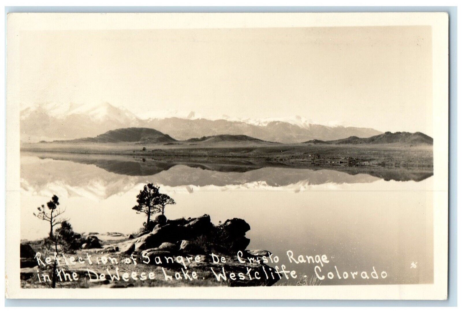 c1940's Reflection Of Sangre De Cristo Range Westcliffe CO RPPC Photo Postcard