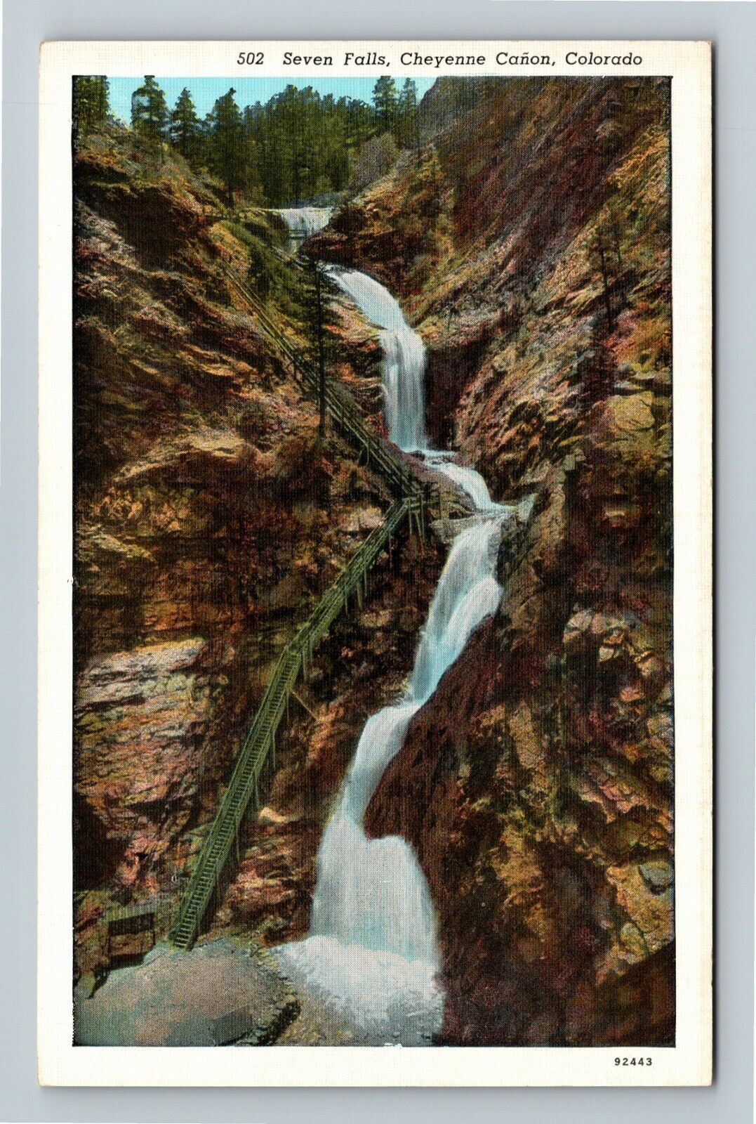 Cheyenne Canon, CO-Colorado, Seven Falls, Waterfall, Vintage Postcard
