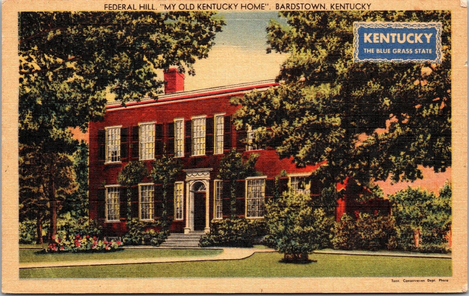 Vtg 1930's Federal Hill My Old Kentucky Home Bardstown Kentucky KY Postcard