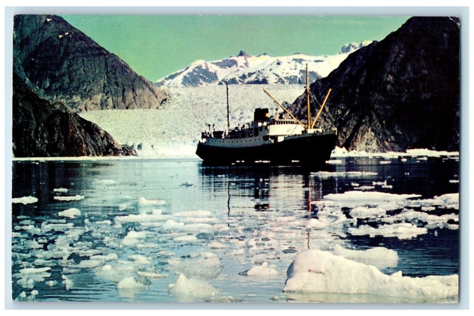1963 Tracy Arm Spectacular Glacier Lined Fjord Passenger Ship Alaska AK Postcard