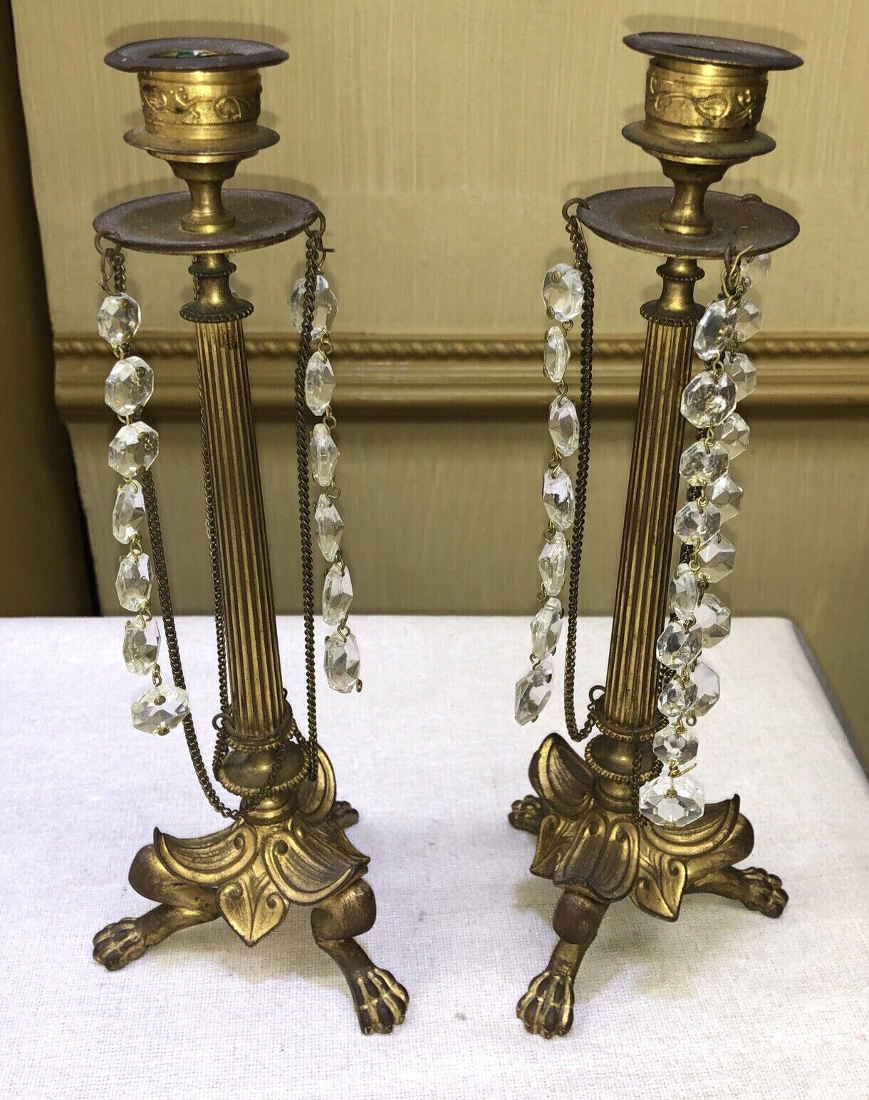 Pair of Antique Bronze Candle Holders 11\