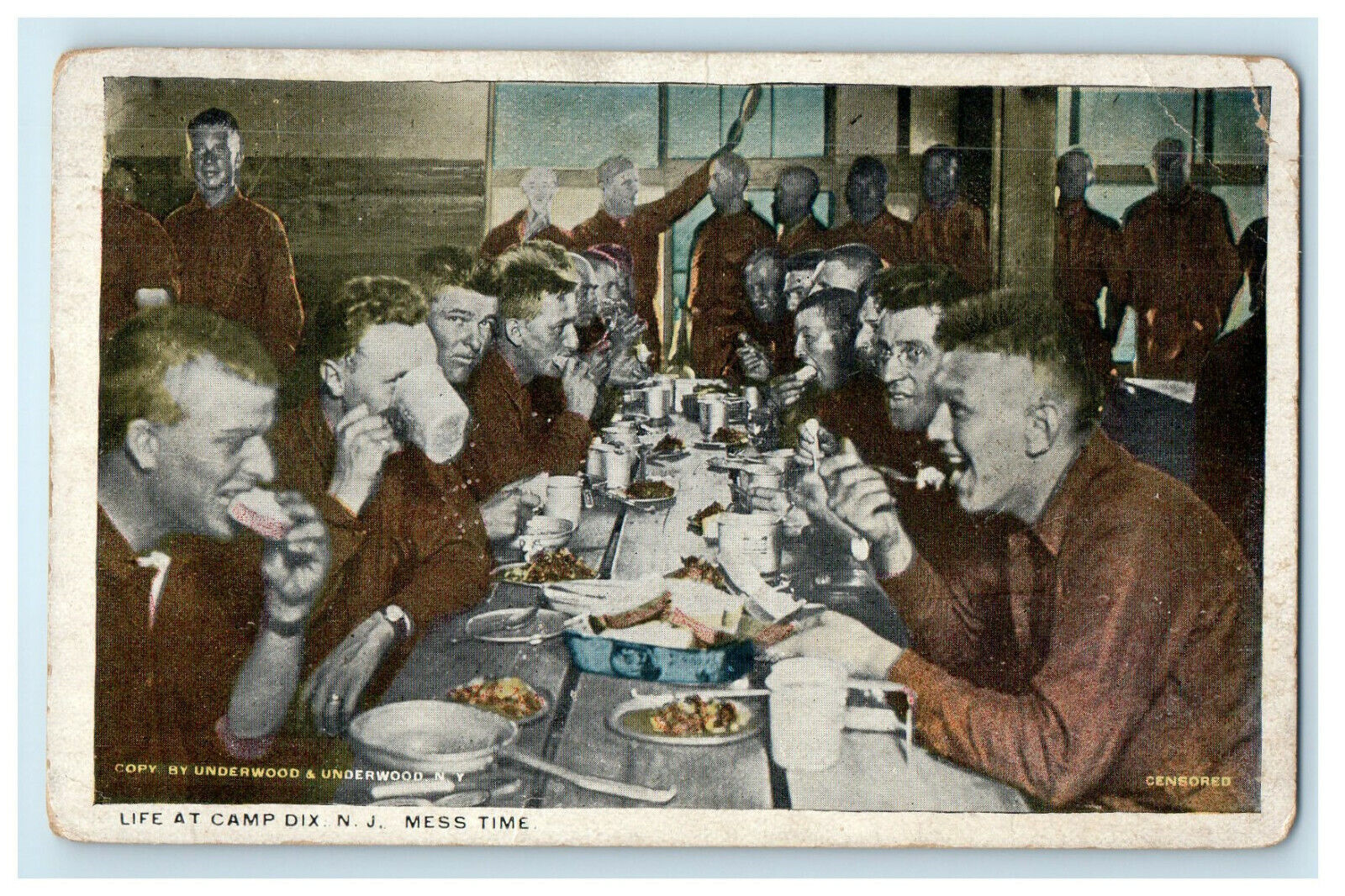 c1920s Mess Time Life at Camp Dix New Jersey NJ Unposted Postcard