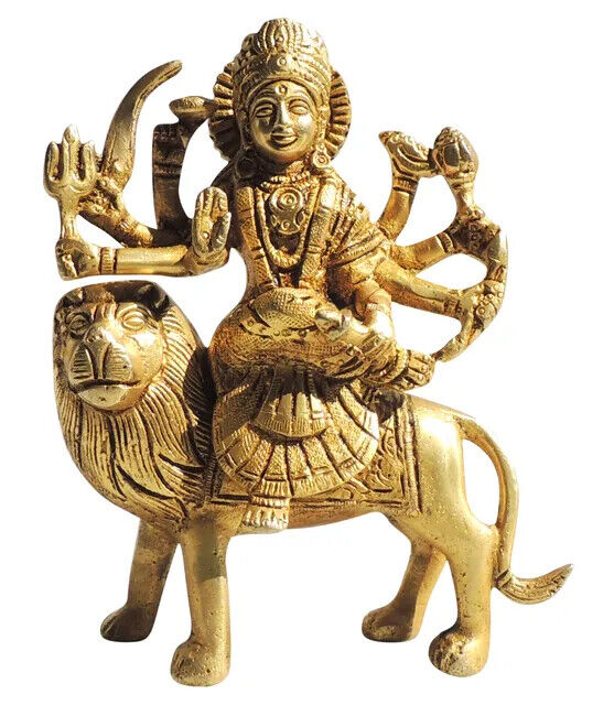 Durga Maa Brass Statue Devi Mata Idol Hindu Deity Religious Sculpture 5x2x6 Inch