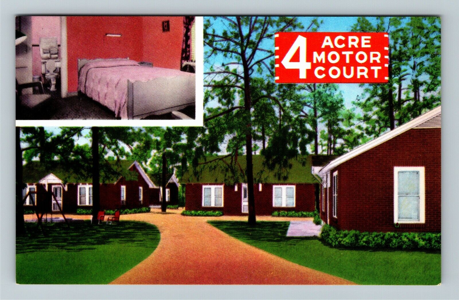 Bainbridge GA-Georgia, Four Acre Motor Court, Vintage Postcard