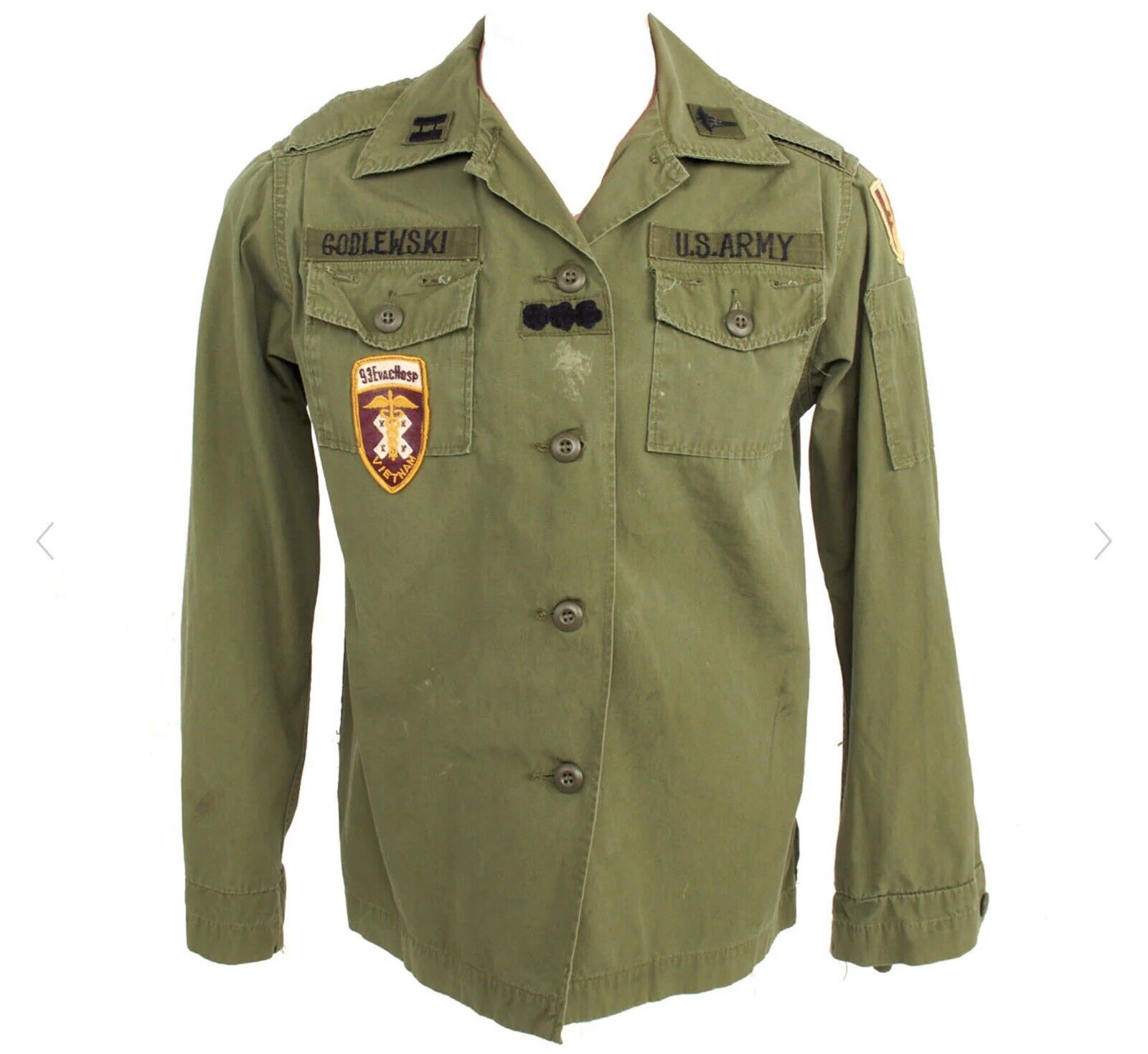US Army Vietnam Nurse Poplin Jungle Uniform 93rd Evac Hospital - Theatre Made Pa