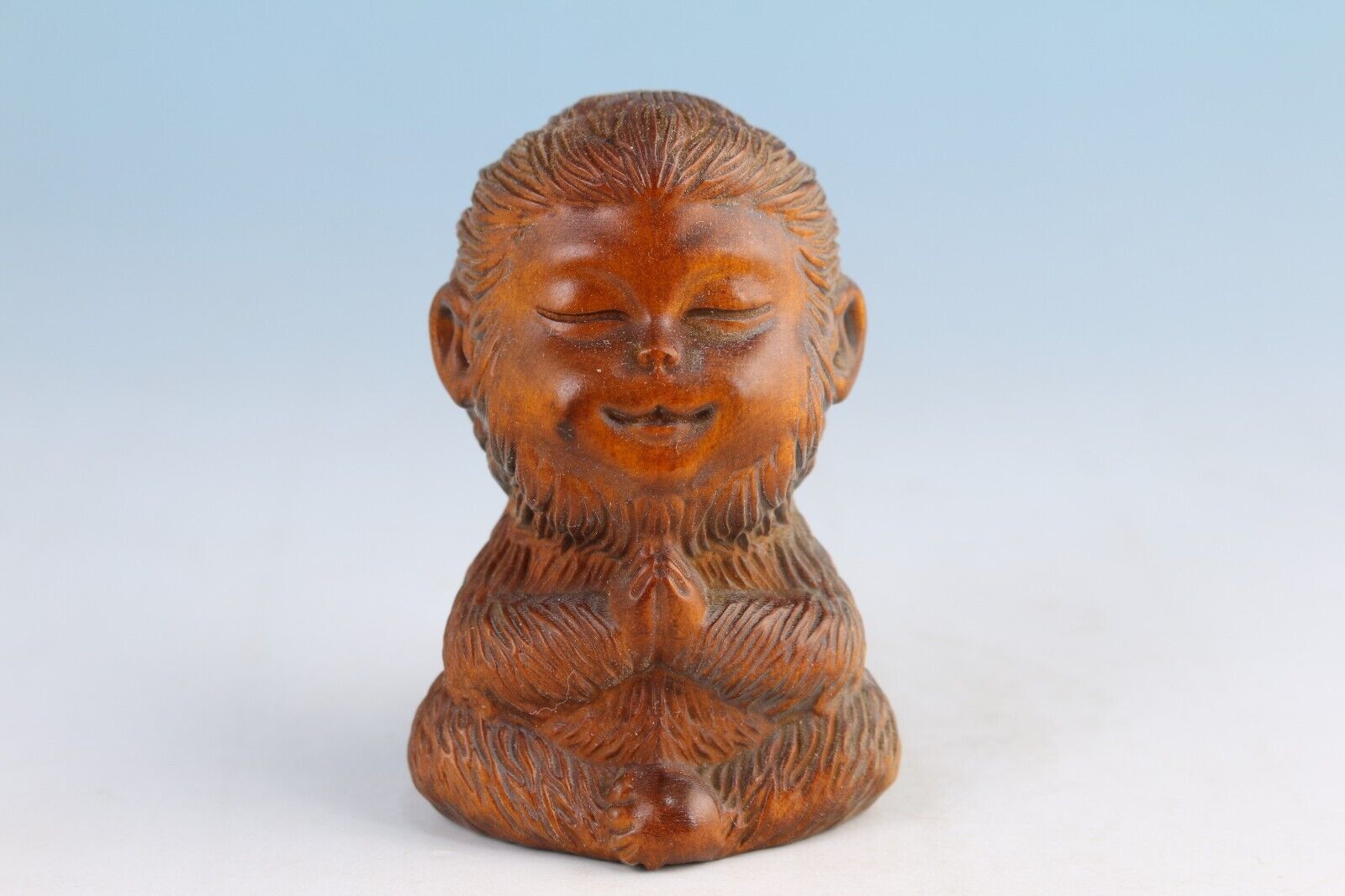 chinese boxwood hand carved wukong buddha figure statue netsuke collectable