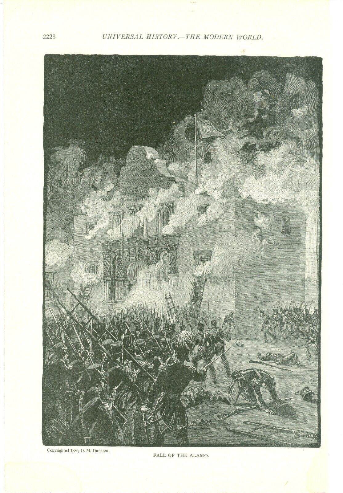 1905 Print American History United States Fall Of The Alamo O.M. Dunham