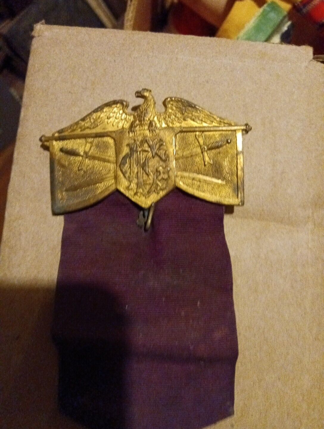 Antique Early KGE Knights Of The Golden Eagle Stick Pin Ribbon.