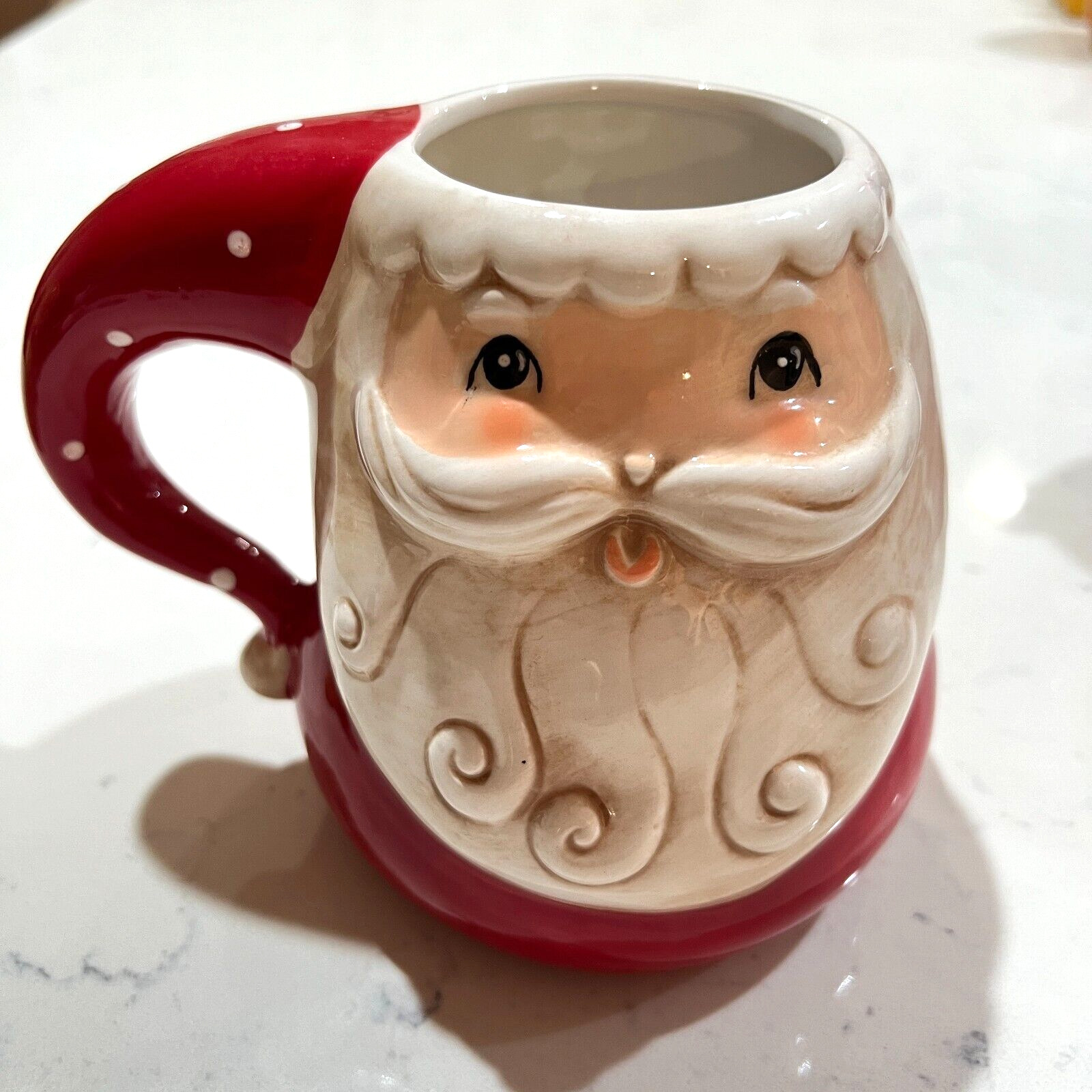 Johanna Parker Santa Mug Christmas Cup Red & White Ceramic Mug Transpac