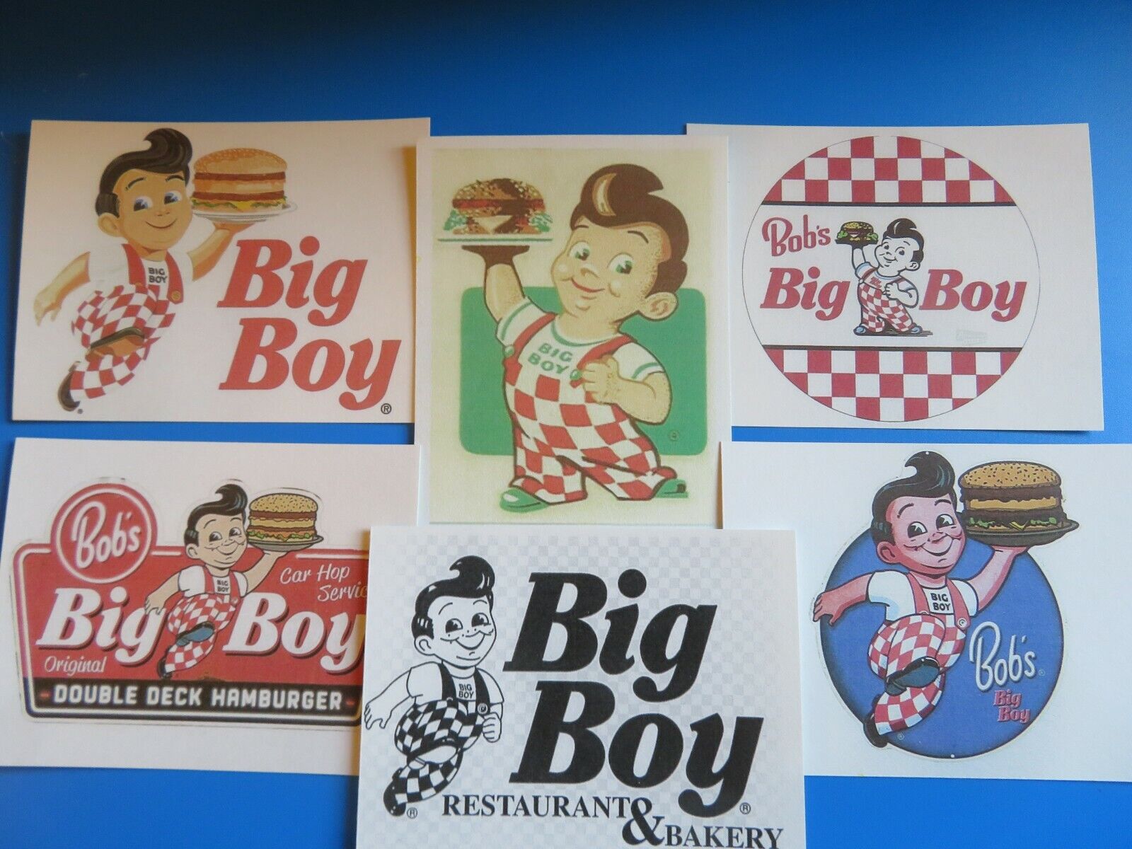 Bob\'s Big Boy, Original Double Deck Hamburgers Lot of 6 stickers 1950-1988+BONUS