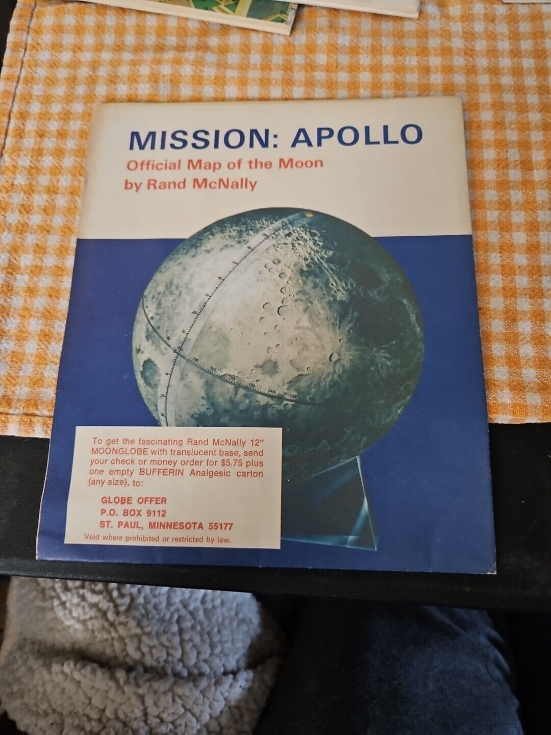 Vintage 1969 Mission Apollo NASA Official Map of the Moon By Rand McNally