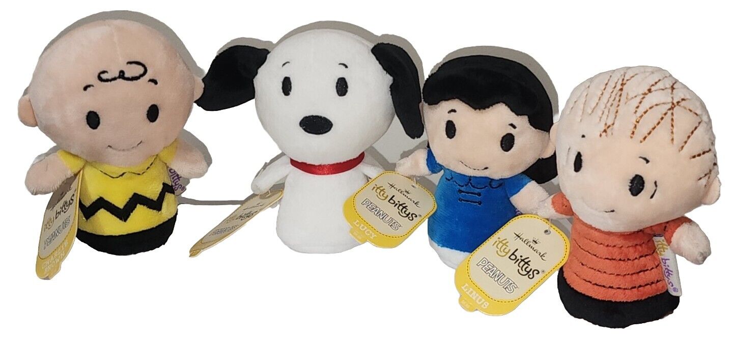 Hallmark Itty Bittys Plush Set of 4 Peanuts Gang Charlie Brown Linus Lucy Snoopy