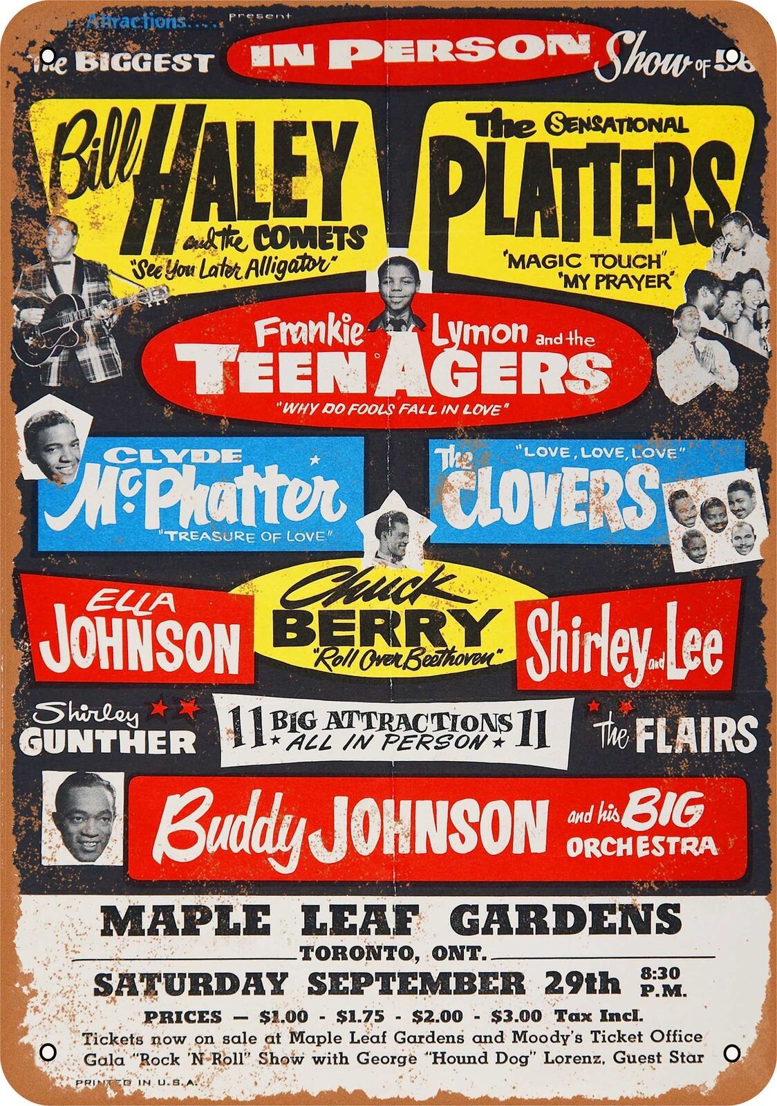 Metal Sign - 1956 Bill Haley & The Comets in Toronto - Vintage Look Rep