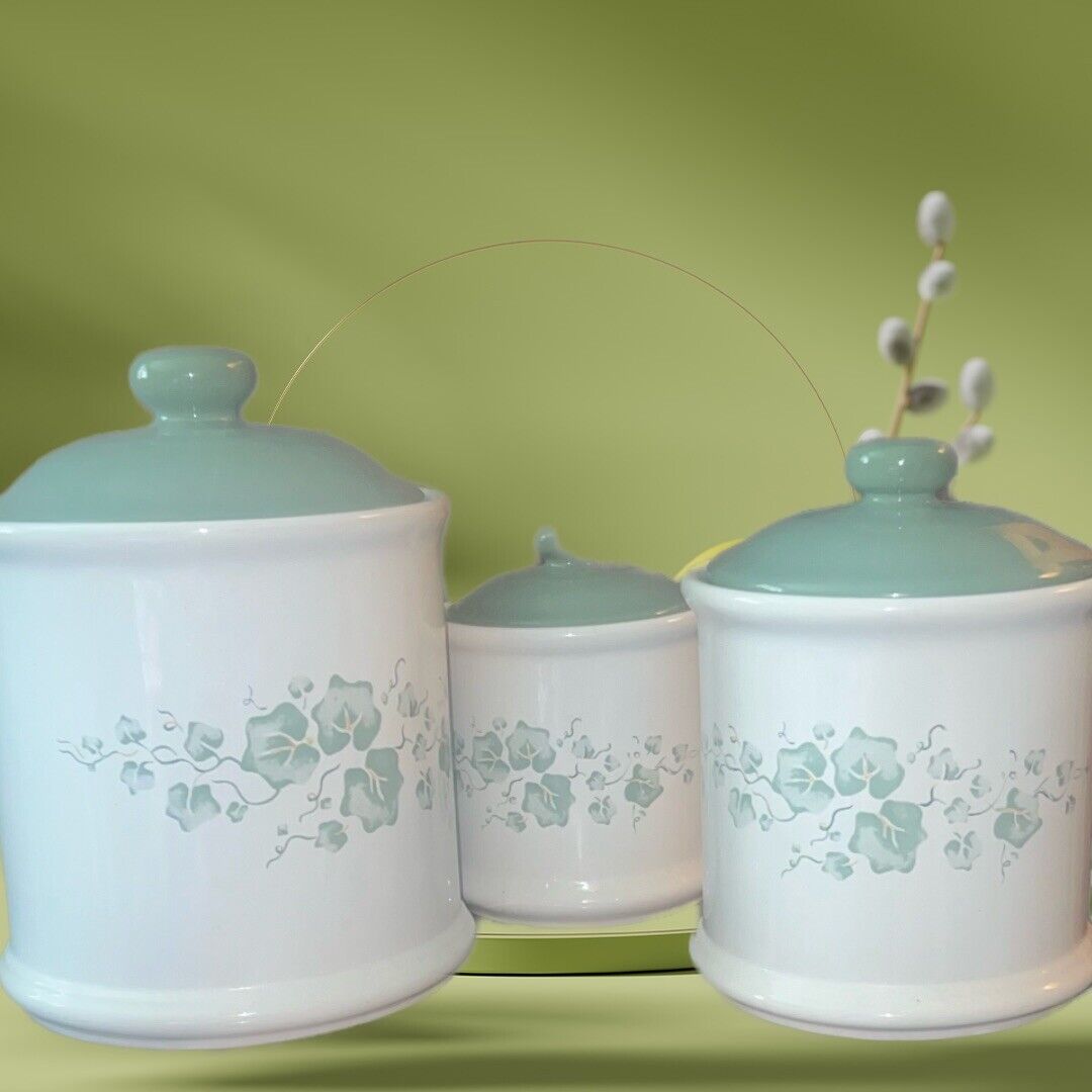 CORELLE COORDINATES CALLAWAY CANISTER Set of  3 w/Lids Ivy Jay Import VINTAGE