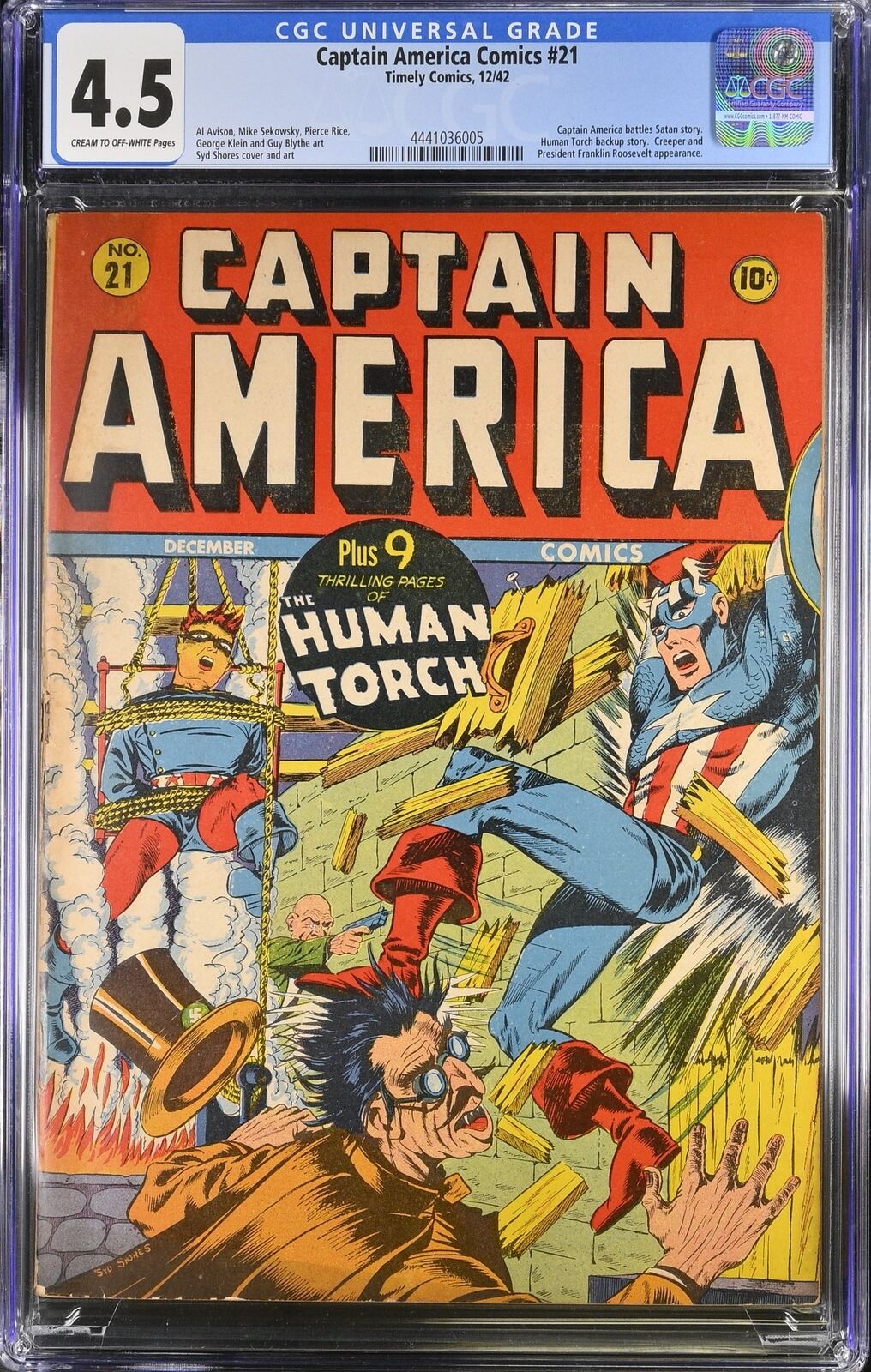 Captain America Comics #21 CGC VG+ 4.5 Bondage Cover Timely 1942