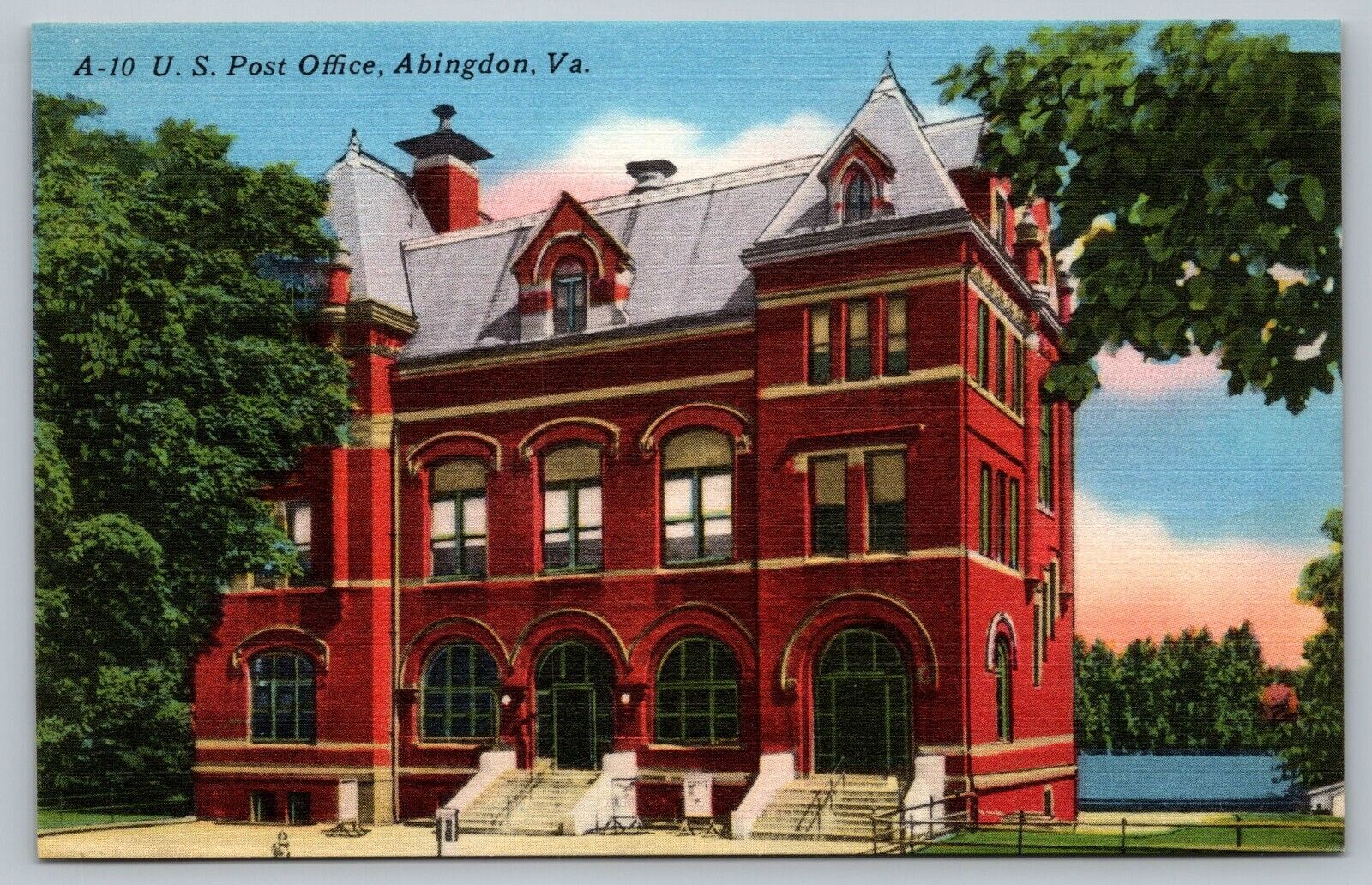Postcard United States Post Office Abingdon Virginia VA 