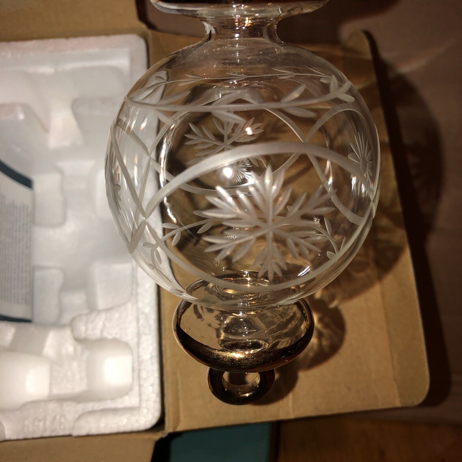 Waterford Winter Celebrations Etched Crystal Glass Christmas Ornament w/ Box