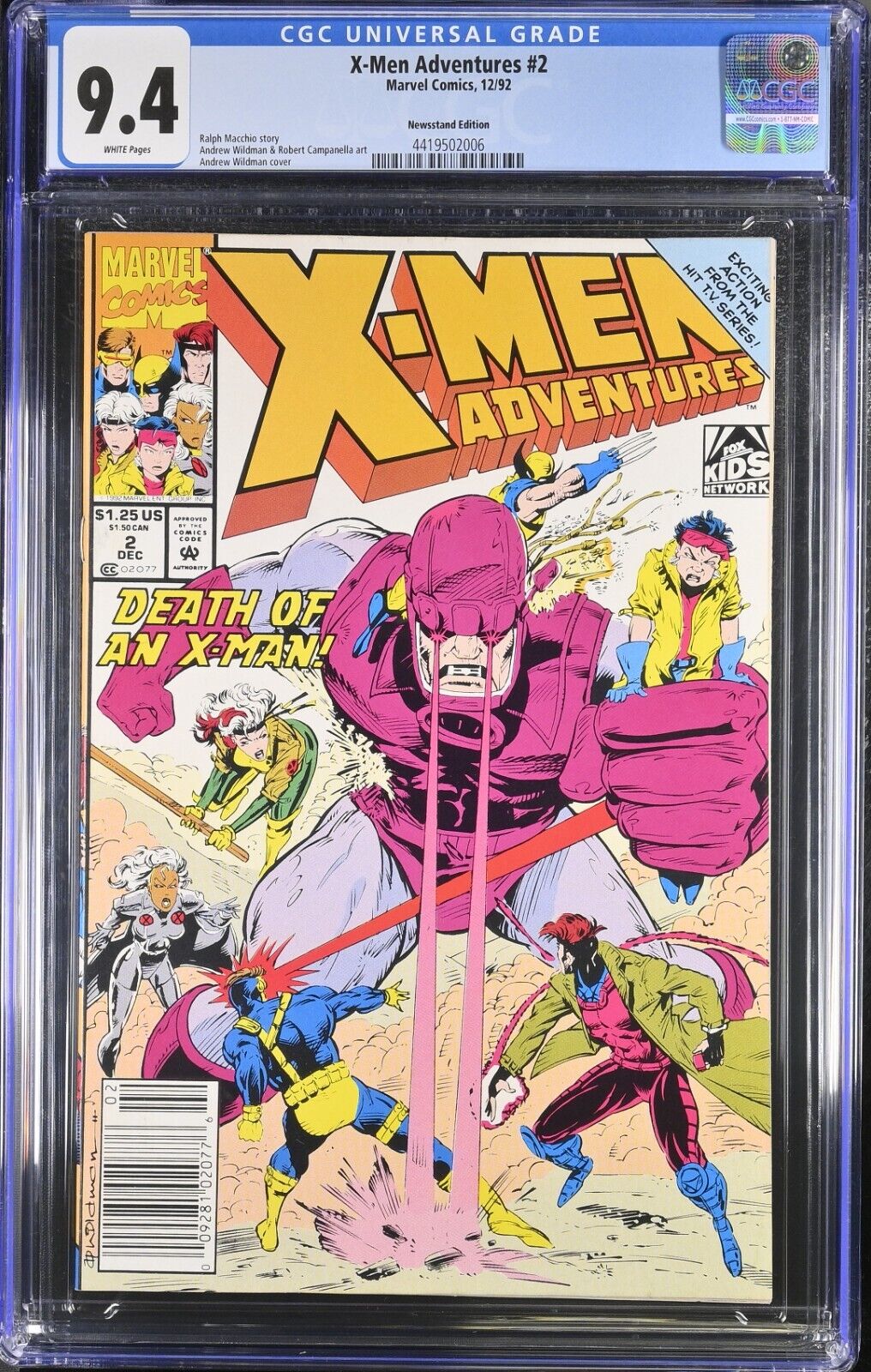 X-Men Adventures #2 Newsstand Edition CGC 9.4