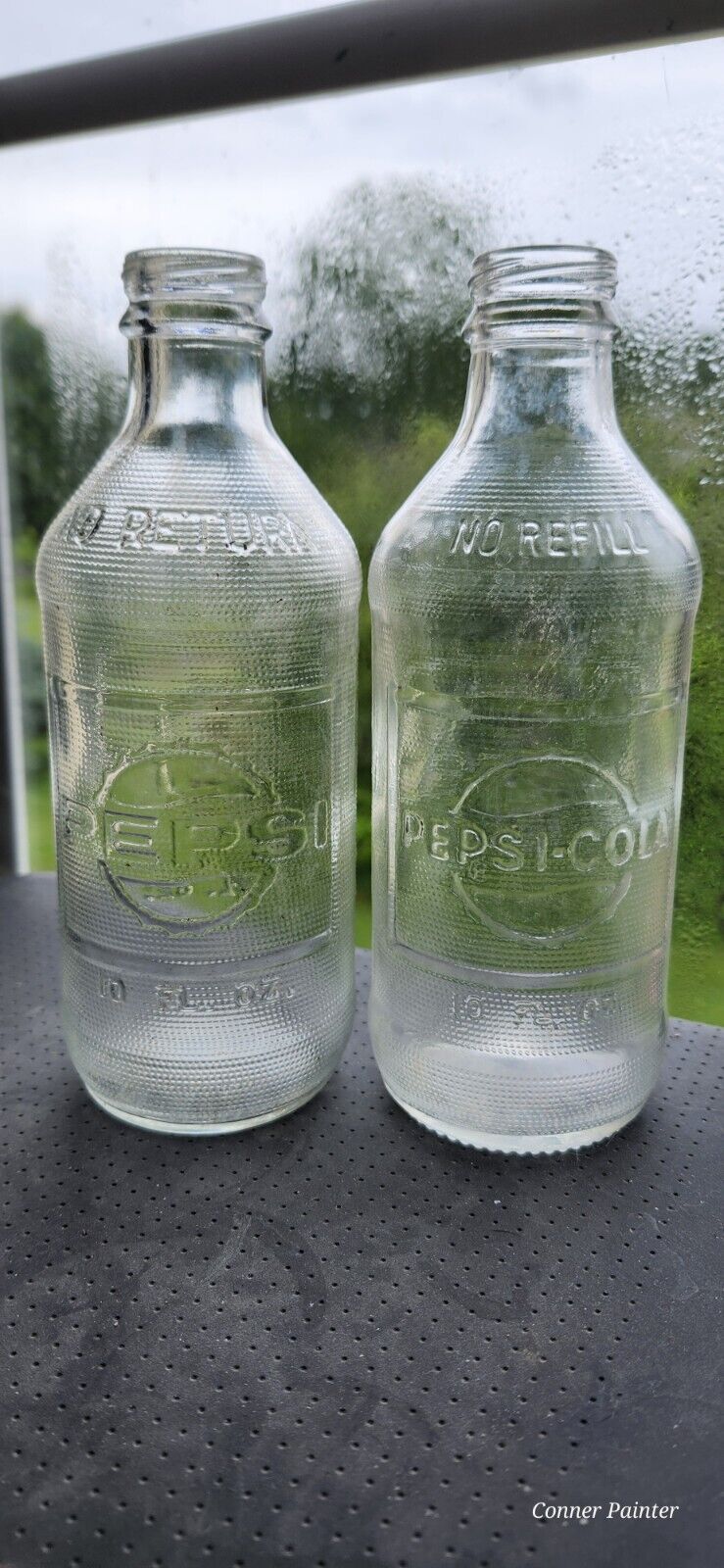 2 Vintage Embossed Pepsi-cola Glass Soda Bottles. 10oz