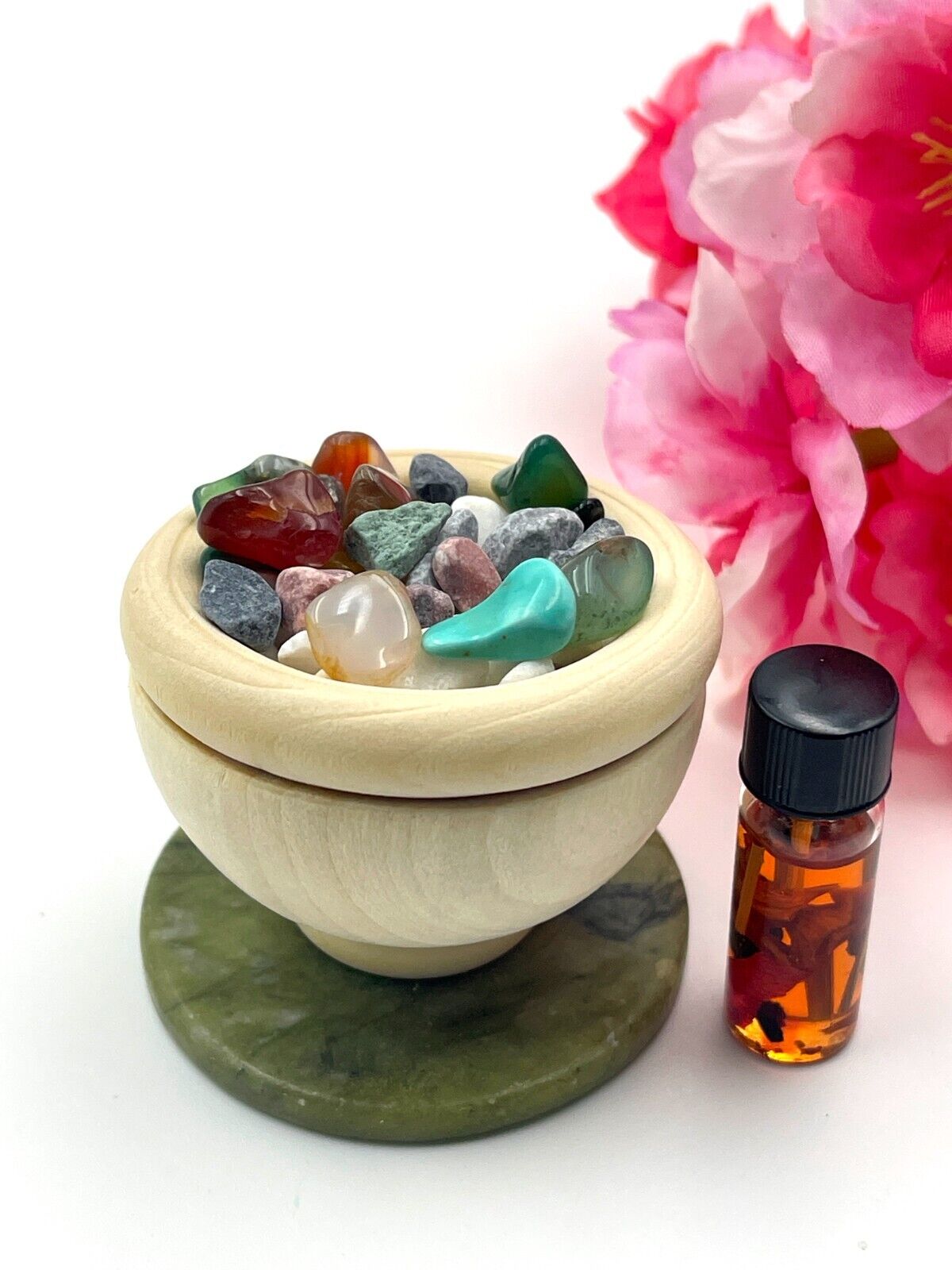 Self-Love & Balance Spell Aroma Stone Mini Wooden Diffuser &Balancing Ritual Oil